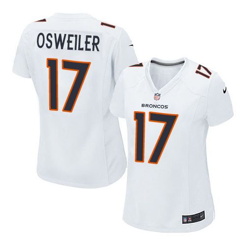 Broncos #17 Brock Osweiler White Women's Stitched NFL Game Event Jersey
