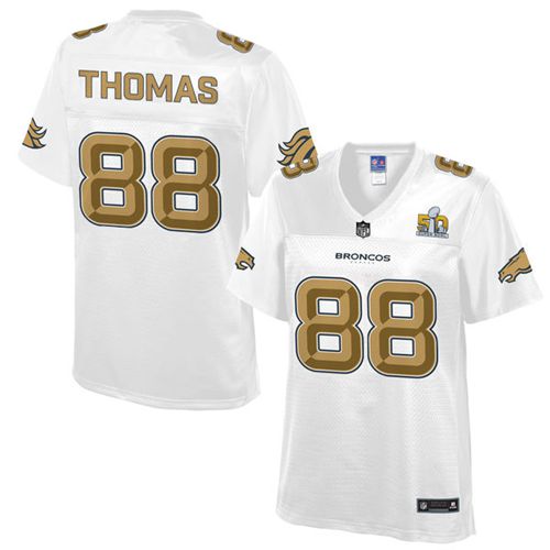Broncos #88 Demaryius Thomas White Women's NFL Pro Line Super Bowl 50 Fashion Game Jersey