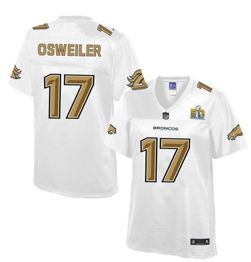 Broncos #17 Brock Osweiler White Women's NFL Pro Line Super Bowl 50 Fashion Game Jersey