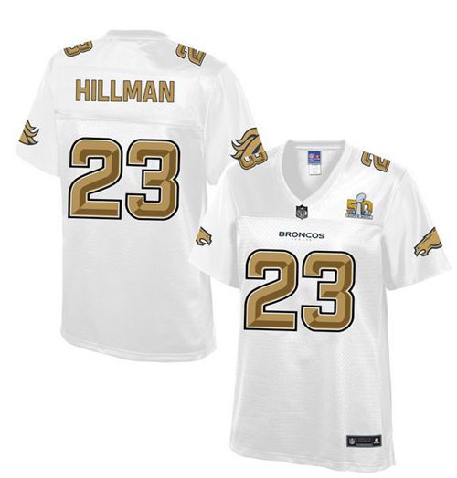 Broncos #23 Ronnie Hillman White Women's NFL Pro Line Super Bowl 50 Fashion Game Jersey