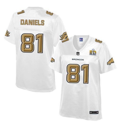 Broncos #81 Owen Daniels White Women's NFL Pro Line Super Bowl 50 Fashion Game Jersey