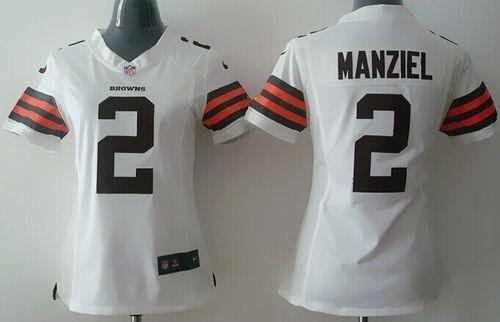 Browns #2 Johnny Manziel White Women's Stitched NFL Elite Jersey