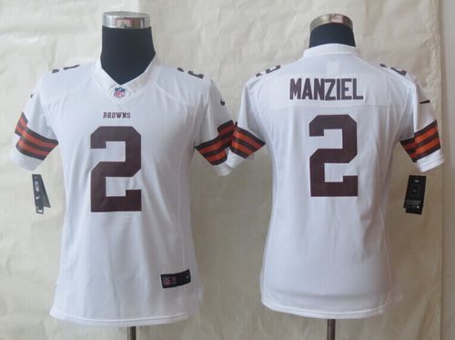 Browns #2 Johnny Manziel White Women's Stitched NFL Limited Jersey