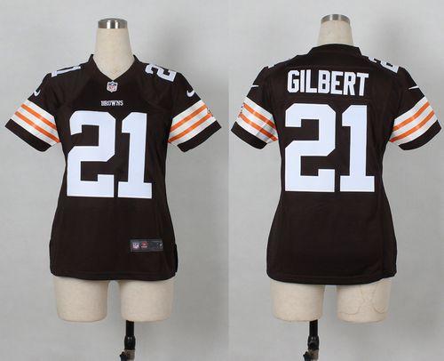 Browns #21 Justin Gilbert Brown Team Color Women's Stitched NFL Elite Jersey