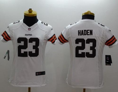 Browns #23 Joe Haden White Women's Stitched NFL Limited Jersey