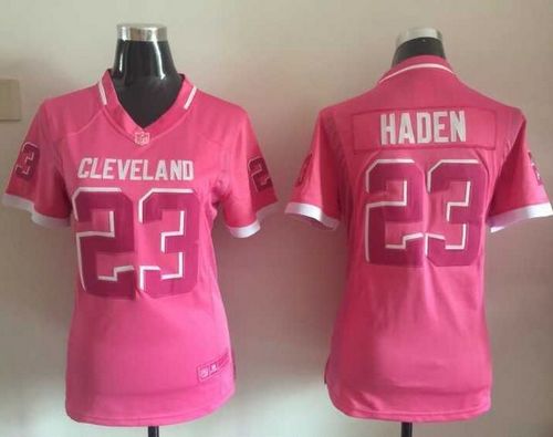 Browns #23 Joe Haden Pink Women's Stitched NFL Elite Bubble Gum Jersey