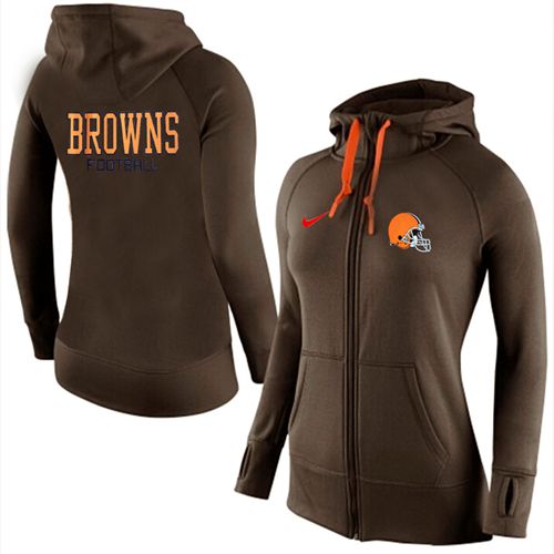 Women's Cleveland Browns Full Zip Performance Hoodie Brown