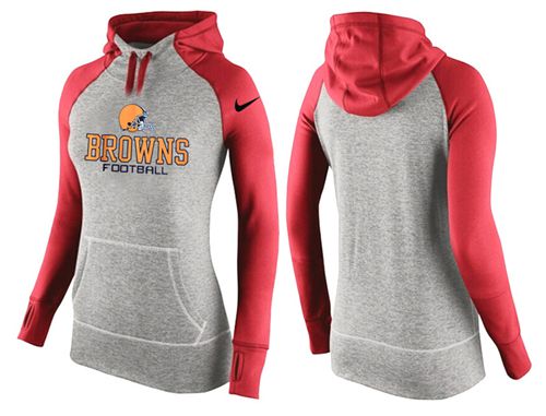Women's Cleveland Browns Performance Hoodie Grey & Red_1