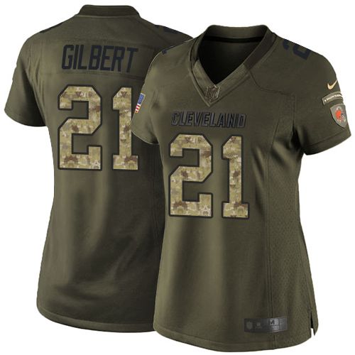 Browns #21 Justin Gilbert Green Women's Stitched NFL Limited Salute to Service Jersey