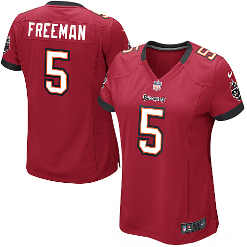Buccaneers #5 Josh Freeman Red Team Color Women's NFL Game Jersey