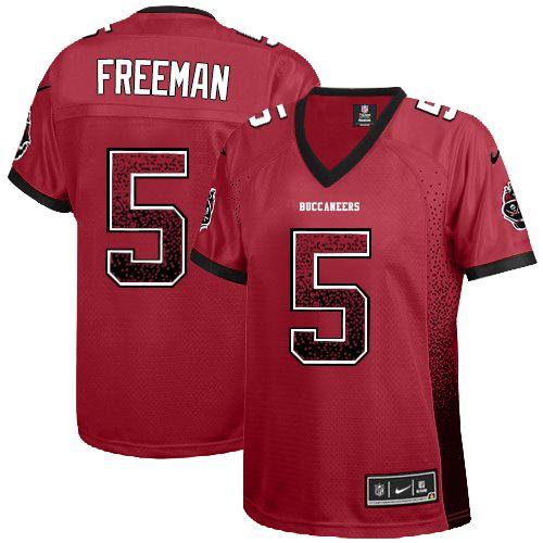 Buccaneers #5 Josh Freeman Red Team Color Women's Stitched NFL Elite Drift Fashion Jersey