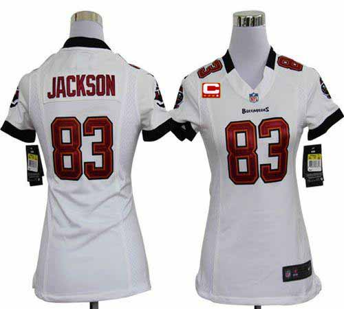 Buccaneers #83 Vincent Jackson White With C Patch Women's Stitched NFL Elite Jersey