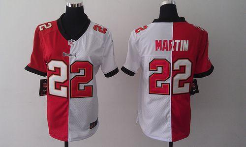 Buccaneers #22 Doug Martin Red/White Women's Stitched NFL Elite Split Jersey