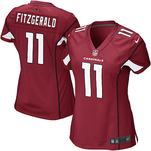 Cardinals #11 Larry Fitzgerald Red Team Color Women's NFL Game Jersey