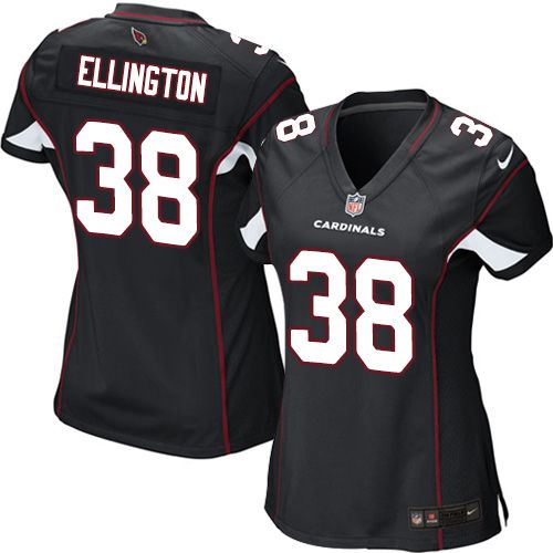 Cardinals #38 Andre Ellington Black Alternate Women's Stitched NFL Elite Jersey