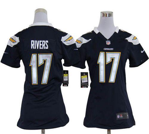 Chargers #17 Philip Rivers Navy Blue Team Color Women's Stitched NFL Elite Jersey