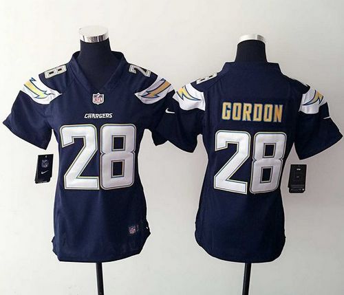 Chargers #28 Melvin Gordon Navy Blue Team Color Women's Stitched NFL New Elite Jersey