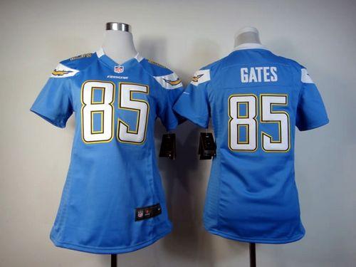 Chargers #85 Antonio Gates Electric Blue Alternate Women's Stitched NFL Elite Jersey