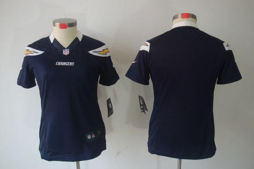 Chargers Blank Navy Blue Team Color Women's Stitched NFL Limited Jersey