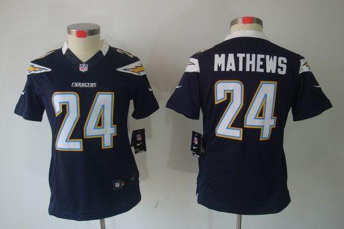 Chargers #24 Ryan Mathews Navy Blue Team Color Women's Stitched NFL Limited Jersey