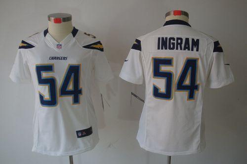 Chargers #54 Melvin Ingram White Women's Stitched NFL Limited Jersey
