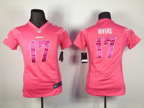 Chargers #17 Philip Rivers Pink Sweetheart Women's Stitched NFL Elite Jersey