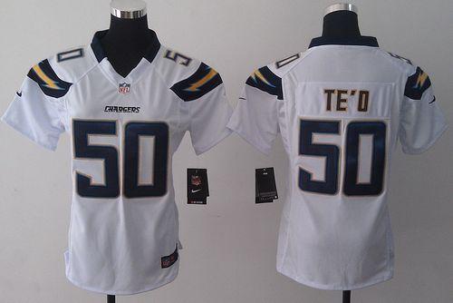 Chargers #50 Manti Te'o White Women's Stitched NFL Elite Jersey