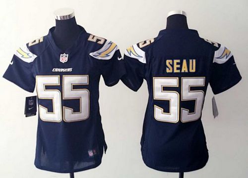 Chargers #55 Junior Seau Navy Blue Team Color Women's Stitched NFL Elite Jersey
