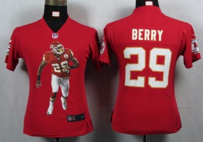 Chiefs #29 Eric Berry Red Team Color Women's Portrait Fashion NFL Game Jersey