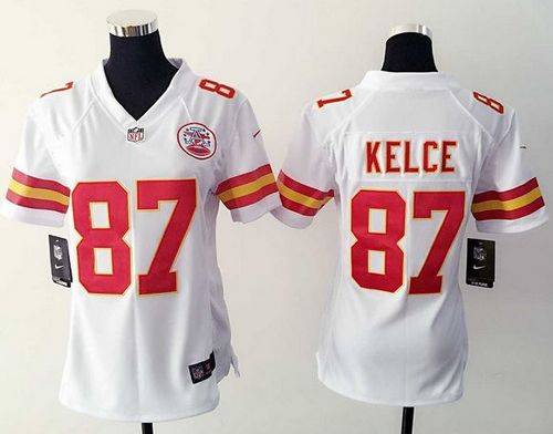 Chiefs #87 Travis Kelce White Women's Stitched NFL Elite Jersey
