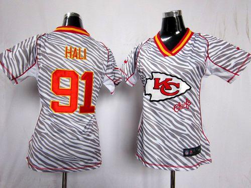 Chiefs #91 Tamba Hali Zebra Women's Stitched NFL Elite Jersey