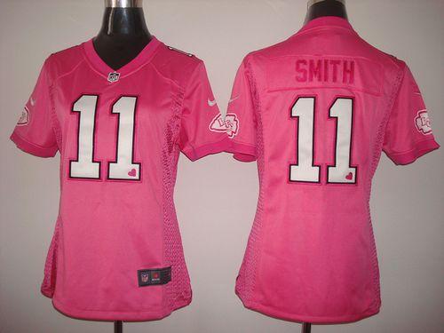 Chiefs #11 Alex Smith Pink New Women's Be Luv'd Stitched NFL Elite Jersey