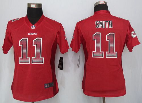 Chiefs #11 Alex Smith Red Team Color Women's Stitched NFL Elite Strobe Jersey