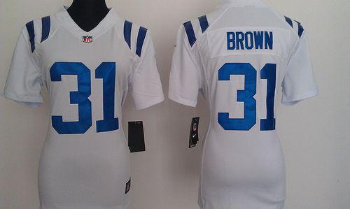 Colts #31 Donald Brown White Women's Stitched NFL Elite Jersey