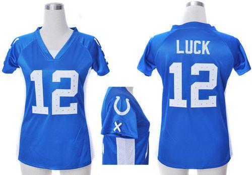 Colts #12 Andrew Luck Royal Blue Team Color Draft Him Name & Number Top Women's Stitched NFL Elite Jersey