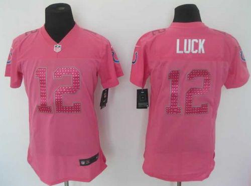 Colts #12 Andrew Luck Pink Sweetheart Women's Stitched NFL Elite Jersey