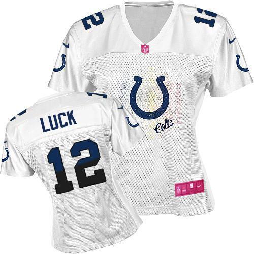Colts #12 Andrew Luck White Women's Fem Fan NFL Game Jersey