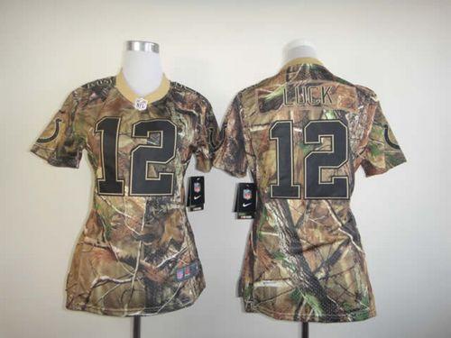 Colts #12 Andrew Luck Camo Women's Stitched NFL Realtree Elite Jersey