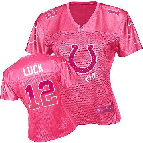 Colts #12 Andrew Luck Pink Women's Fem Fan NFL Game Jersey