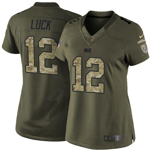 Colts #12 Andrew Luck Green Women's Stitched NFL Limited Salute to Service Jersey