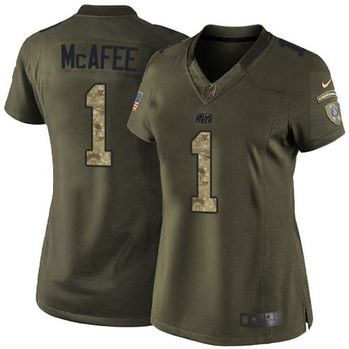 Colts #1 Pat McAfee Green Women's Stitched NFL Limited Salute to Service Jersey