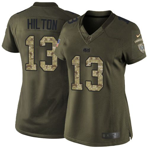 Colts #13 T.Y. Hilton Green Women's Stitched NFL Limited Salute to Service Jersey