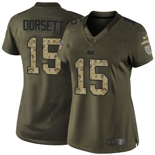 Colts #15 Phillip Dorsett Green Women's Stitched NFL Limited Salute to Service Jersey