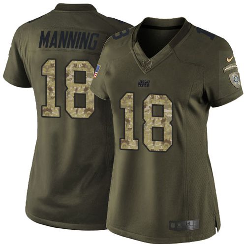 Colts #18 Peyton Manning Green Women's Stitched NFL Limited Salute to Service Jersey