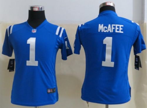 Colts #1 Pat McAfee Royal Blue Team Color Women's Stitched NFL Elite Jersey