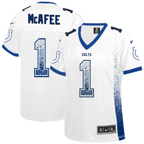 Colts #1 Pat McAfee White Women's Stitched NFL Elite Drift Fashion Jersey