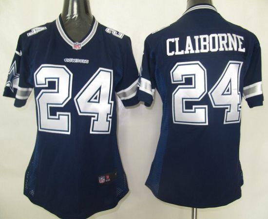Cowboys #24 Morris Claiborne Navy Blue Team Color Women's Stitched NFL Elite Jersey