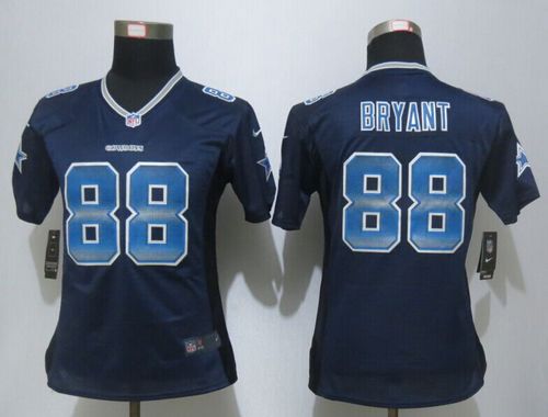 Cowboys #88 Dez Bryant Navy Blue Team Color Women's Stitched NFL Elite Strobe Jersey