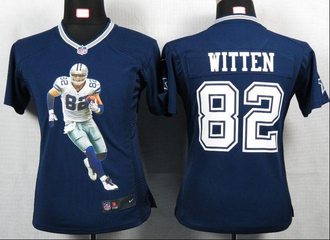 Cowboys #82 Jason Witten Navy Blue Team Color Women's Portrait Fashion NFL Game Jersey