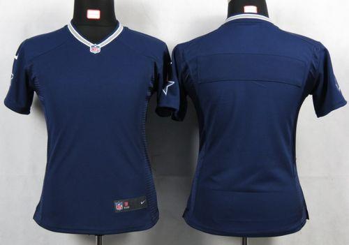 Cowboys Blank Navy Blue Team Color Women's NFL Game Jersey